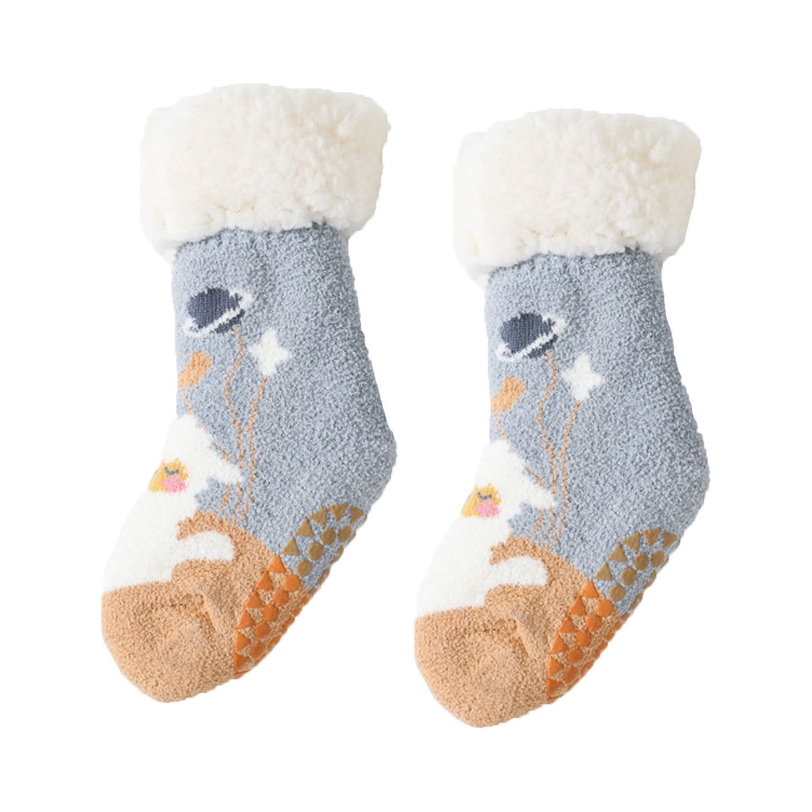 TFEOQRY Children's Christmas Socks Winter New Thermal and Thickened Coral Velvet Baby Socks Slip Adhesive Socks Light Blue